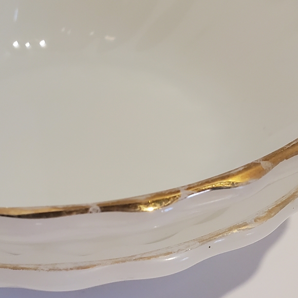 Set Of 2 Vintage Fire King Glass Golden Shell Soup/Salad Bowls | 22K Gold Trim - Picture 6 of 15